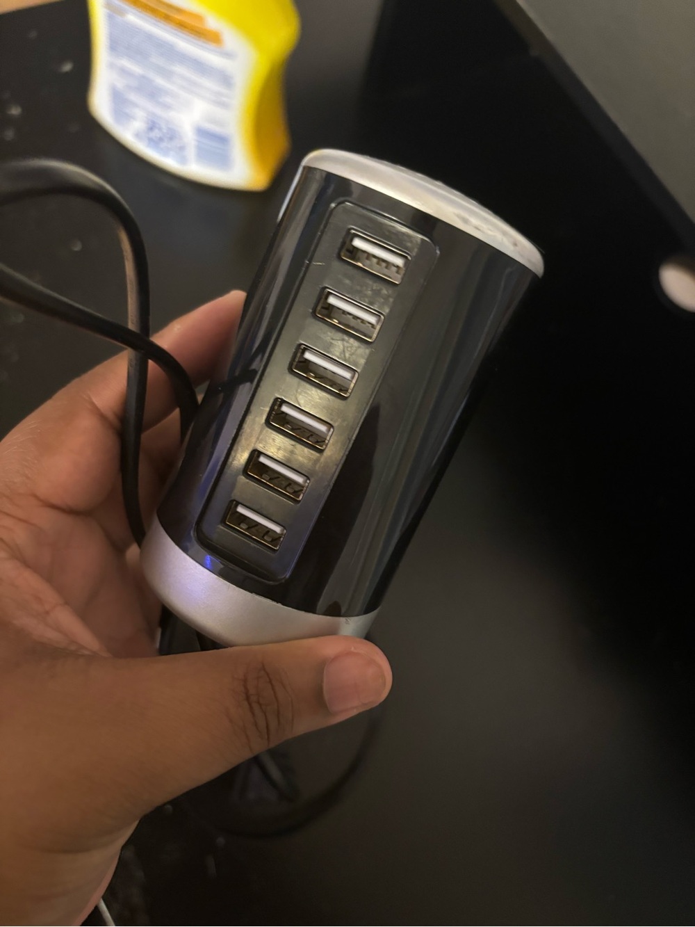 Multi-Port USB-A Charging Station Hub – 6 USB Ports – Black & Silver